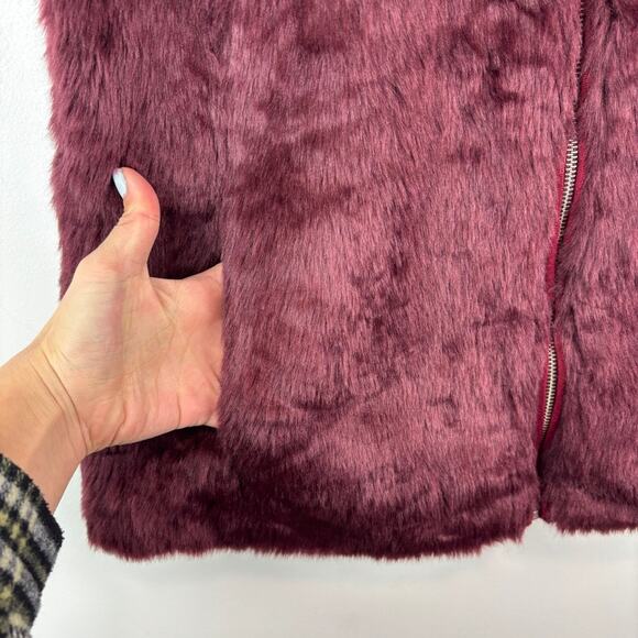 J. Crew Faux Fur Vest Wine Burgundy Old Money Quiet Luxury Women’s S - Picture 4 of 8